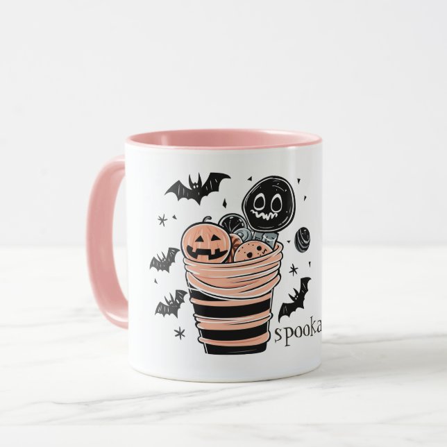 Halloween Candy Box und Fledermäuse Tasse (Vorderseite Links)