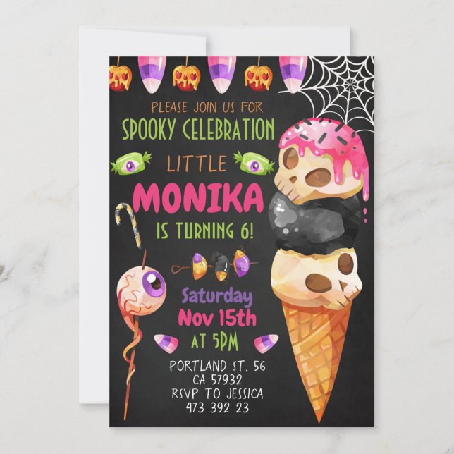 Halloween Candy Cookies Kindergeburtstag Einladung (Vorderseite)