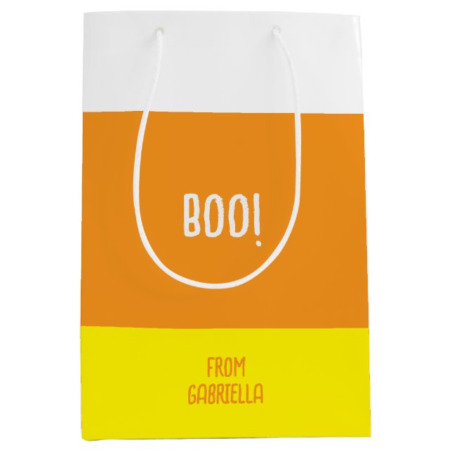 Halloween Candy Corn Boo Mittlere Geschenktüte (Vorderseite)
