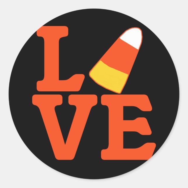 Halloween Candy Corn LIEBE Runder Aufkleber (Vorderseite)