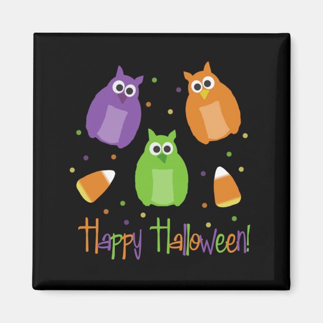 Halloween Candy Corn Owls Magnet (Vorne)