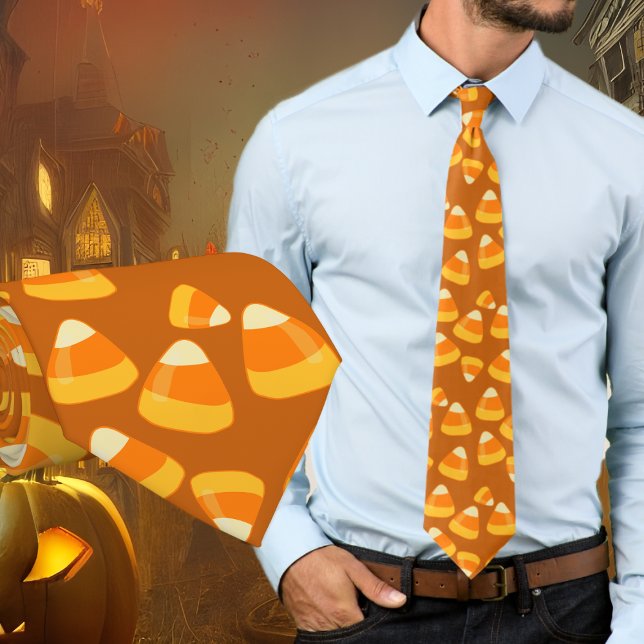 Halloween Candy Corn Pattern Orange Krawatte (Von Creator hochgeladen)