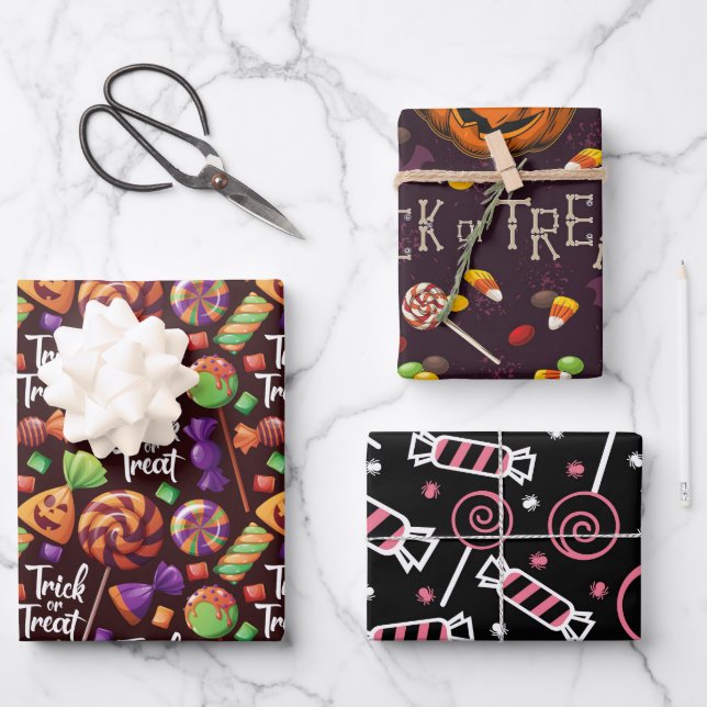 Halloween Candy Geschenkpapier Set (Vorderseite)