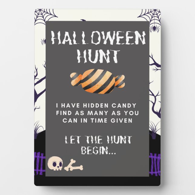 Halloween Candy Hunt Sign Fotoplatte (Vorderseite)