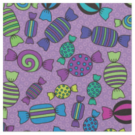 Halloween Candy Leckereien auf Lila Muster Stoff
