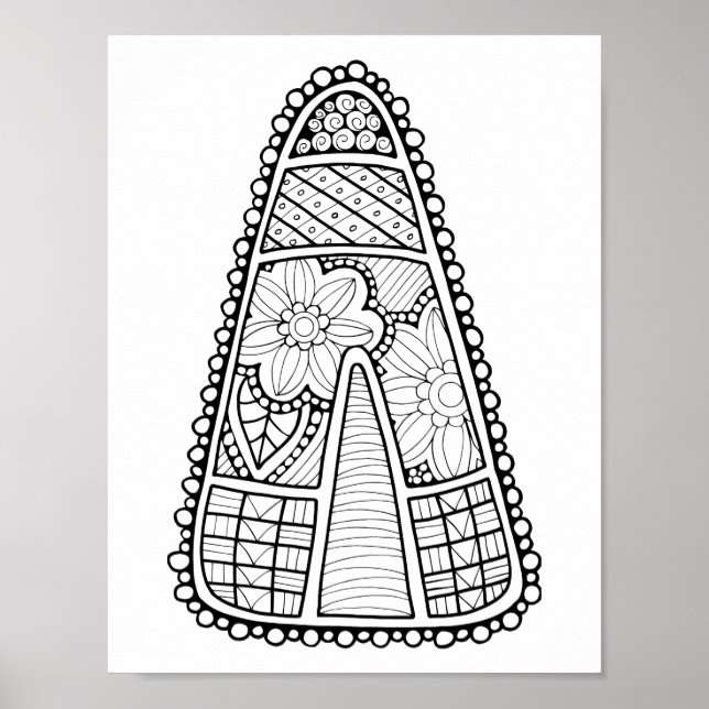 Halloween Candy Mais Coloring Page Art Poster (Vorne)