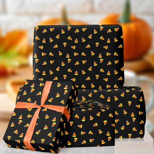 Halloween Candy Mais Muster Black Wrapping Paper Geschenkpapier