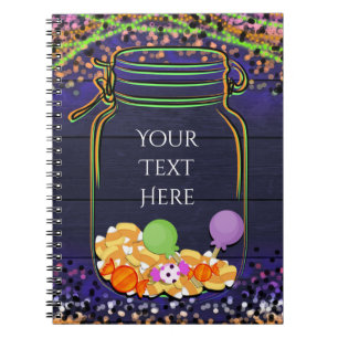Halloween Candy Mason Jar Party Glows Custom Notizblock