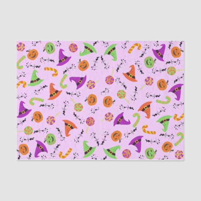 Halloween Candy Pumpkins & Hexenhats 3 Gewebe Seidenpapier (Vorderseite)