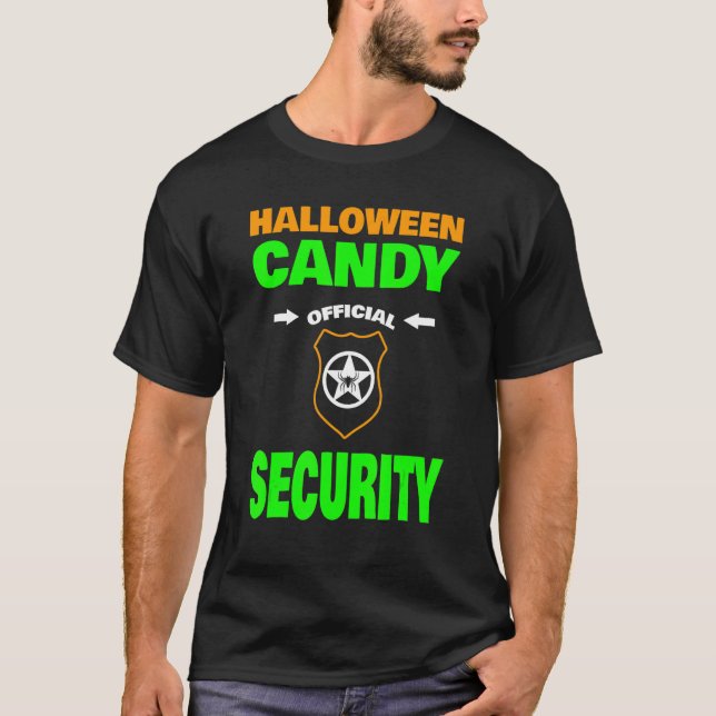 Halloween Candy Security mit Abzeichen T-Shirt (Vorderseite)