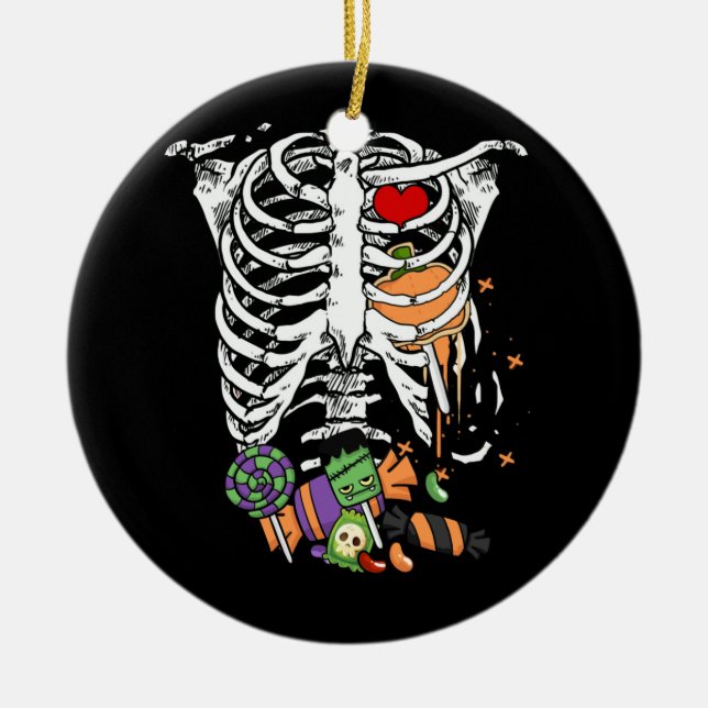Halloween Candy Skeleton Rib Cage X-Ray Keramik Ornament (Vorne)