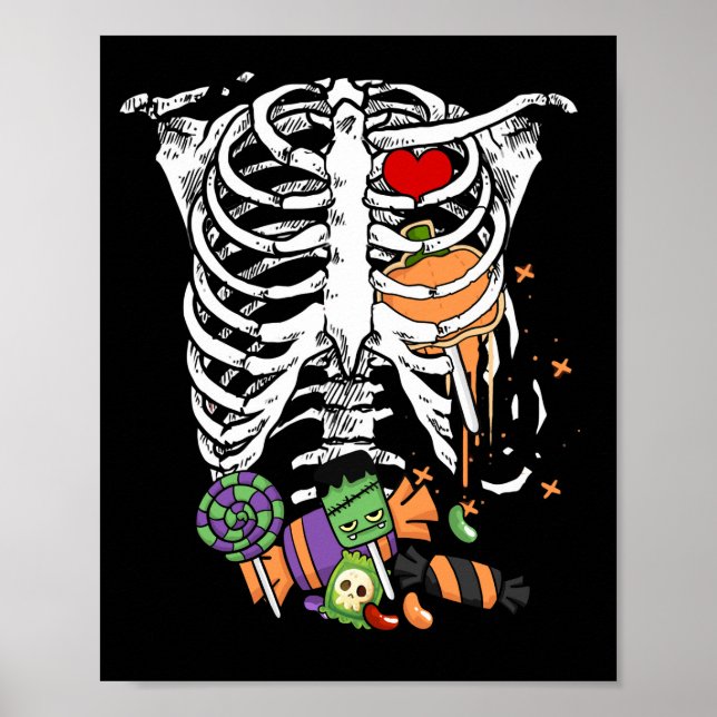 Halloween Candy Skeleton Rib Cage X-Ray Poster (Vorne)