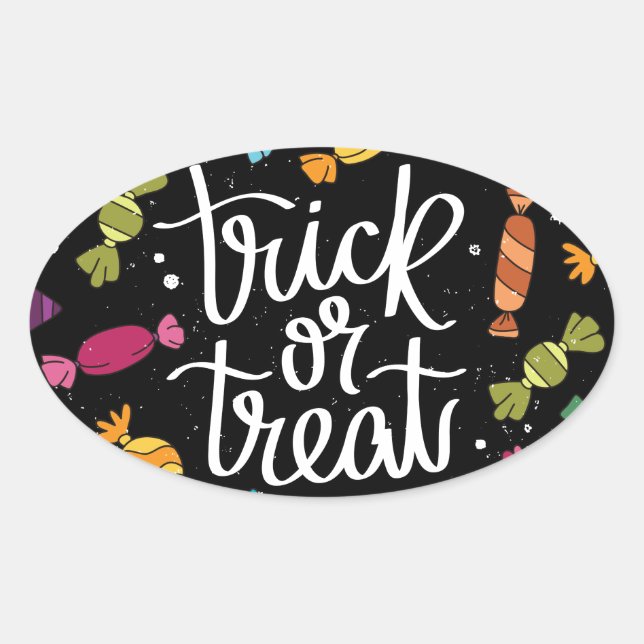 Halloween Candy Trick or Treat Ovaler Aufkleber (Vorderseite)