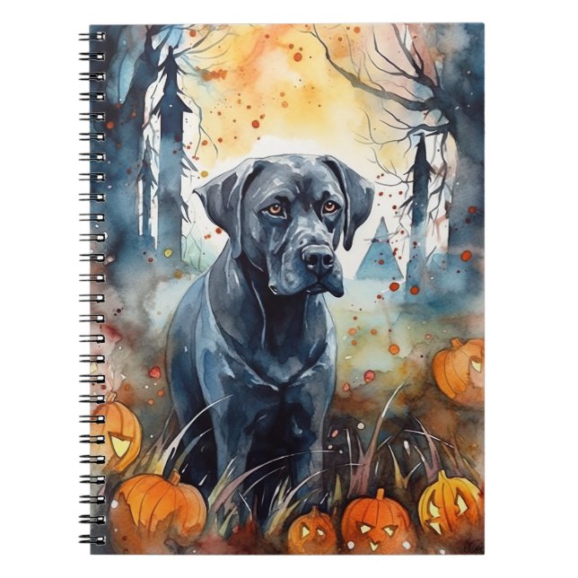 Halloween Cane Corso mit Pumpkins Beängstigend Notizblock (Vorderseite)