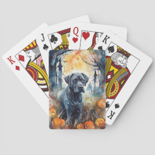 Halloween Cane Corso mit Pumpkins Beängstigend Spielkarten