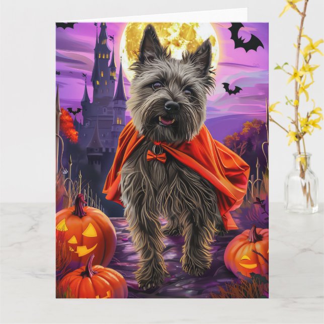 Halloween Cane Corso Vampire Pumpkins Beängstigend Karte (Gelbe Blume)