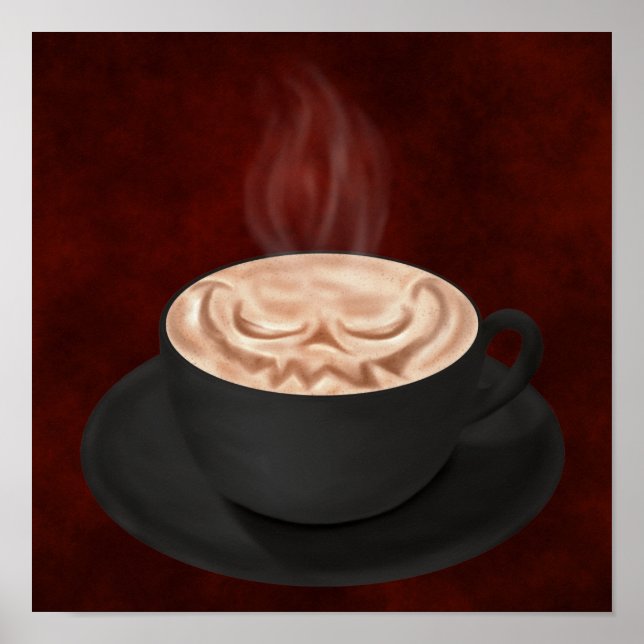 Halloween Cappuccino Art Jack-o-Laterne Poster (Vorne)