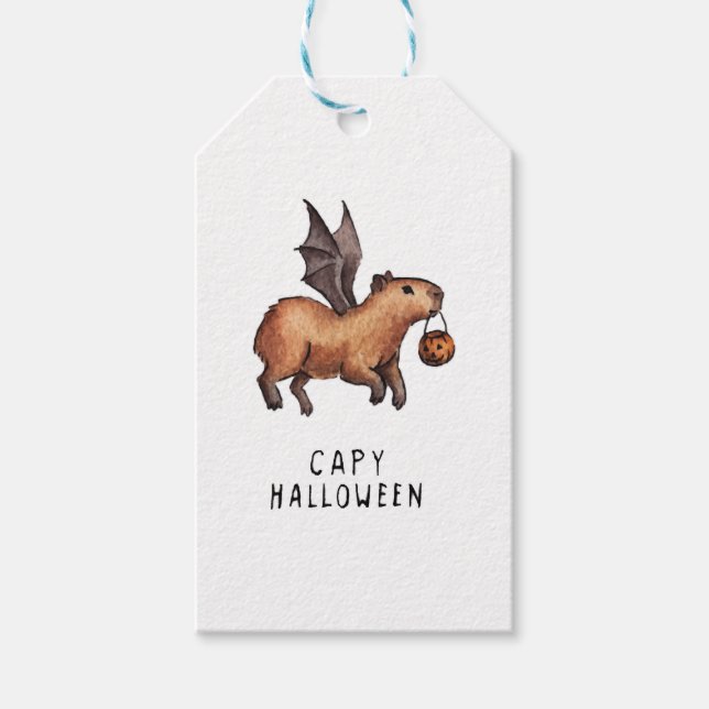 Halloween Capybara Geschenkanhänger (Vorderseite)