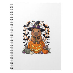 Halloween Capybara Hexenhut Kürbis Fledermäuse Trä Notizblock