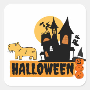 Halloween Capybara Quadratischer Aufkleber