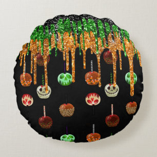Halloween Caramel Decorated Candy Apples  Rundes Kissen