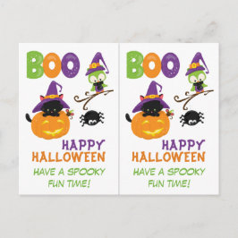 Halloween-Card des Kitten und Owl Grablehrers Postkarte