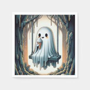 Halloween-Cartoon-Geist mit Eistüte Serviette