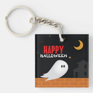 Halloween-Cartoon-Geisterstadt Schlüsselanhänger
