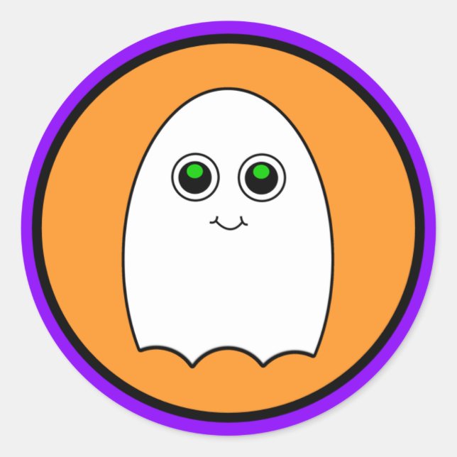 Halloween Cartoon Ghost Runder Aufkleber (Vorderseite)