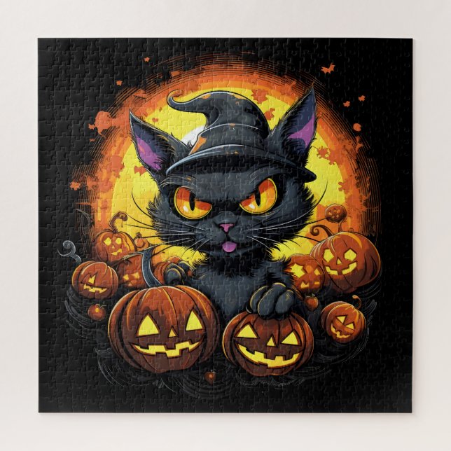 Halloween Cartoon Spooky Hexenkatze (Vertikal)