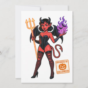 Halloween Cartoon Succubus - Dunkel & spielerisch Einladung