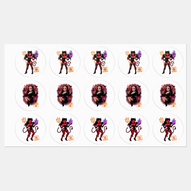 Halloween Cartoon Succubus - Dunkel & spielerisch Etiketten (Blatt)