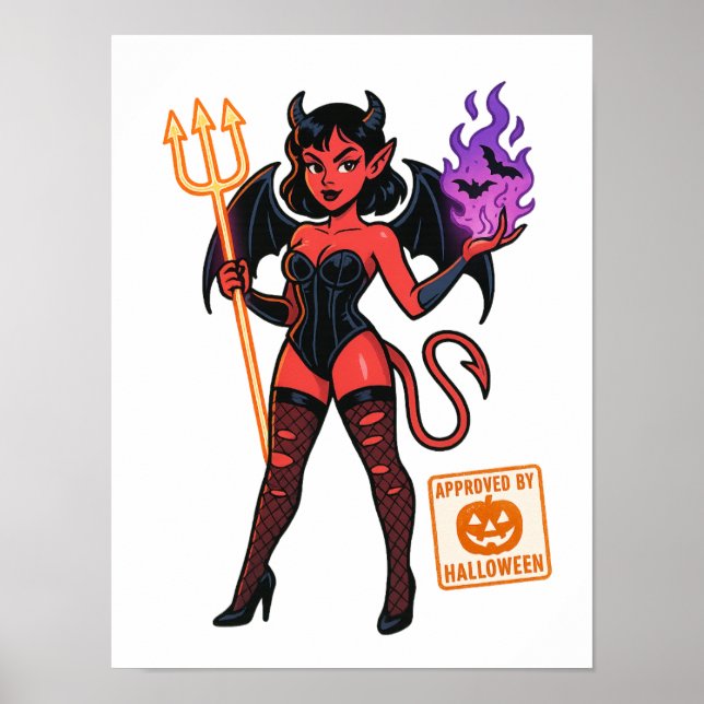 Halloween Cartoon Succubus - Dunkel & spielerisch Poster (Vorne)