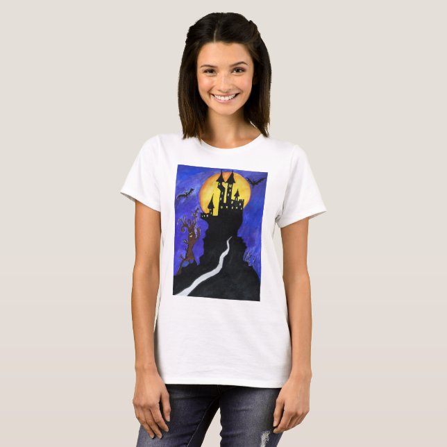 Halloween Castle Bats T - Shirt für Frauen, Weiß (Vorne ganz)