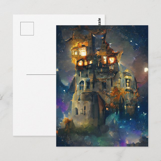 Halloween Castle, Halloween Ghost, Japanische Kuns Postkarte (Vorne/Hinten)