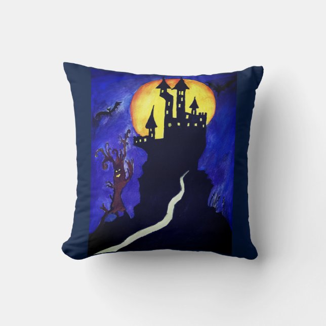 Halloween Castle Tree Throw Kissen 41 cm x 41 cm (Vorderseite)
