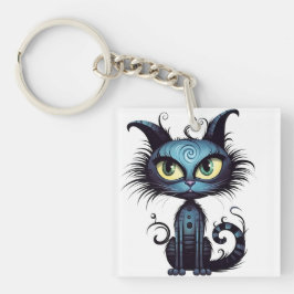 Halloween Cat #10 Digitale Kunst Schlüsselanhänger