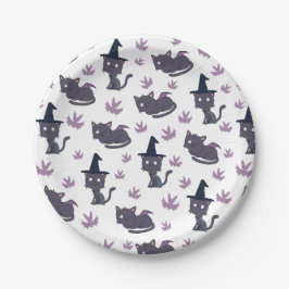 Halloween Cat and Bat Pattern Pappteller