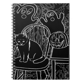 Halloween Cat and Ghosts Notebook Notizblock