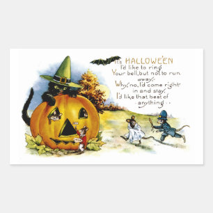Halloween Cat and Mouse Rechteckiger Aufkleber