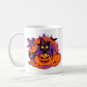 Halloween Cat and Pumpkins Kaffeetasse