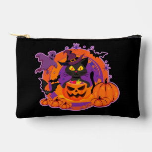 Halloween Cat and Pumpkins Zubehörtasche