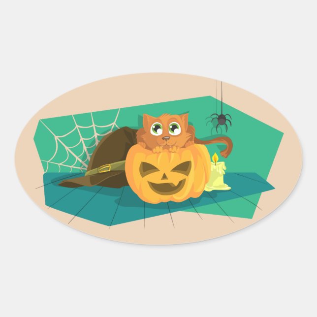 Halloween Cat Aufkleber (Vorderseite)