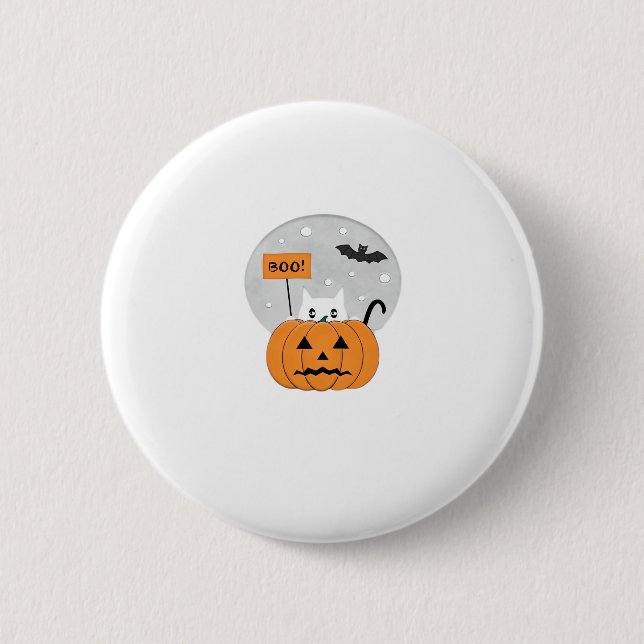 Halloween Cat Boo Illustration Classic T - Shirt Button (Vorderseite)