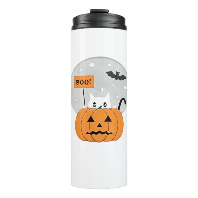 Halloween  Cat  Boo  Illustration Classic T-Shirt Thermosbecher (Vorderseite)