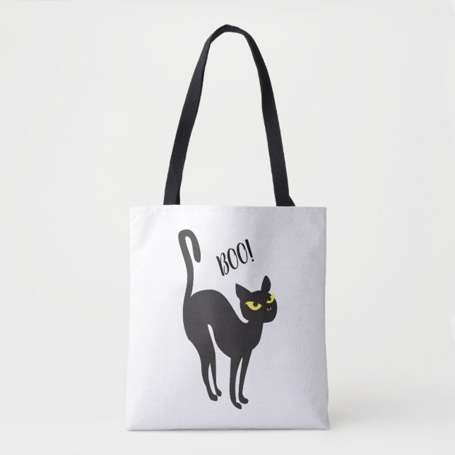 Halloween Cat. BOO! - Trend "Leckerei oder Trick" Tasche (Vorderseite)