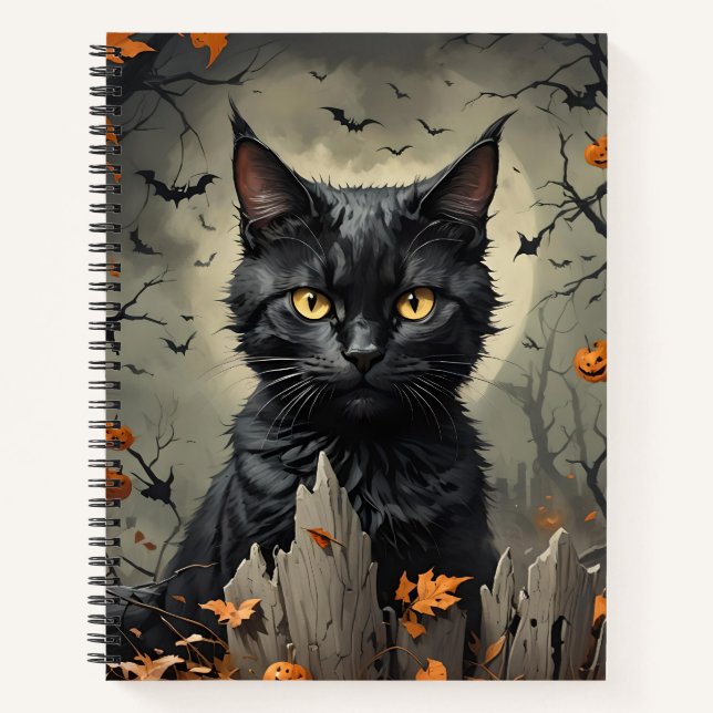 Halloween Cat Bullet Line Rezept Notebook Notizbuch (Vorderseite)