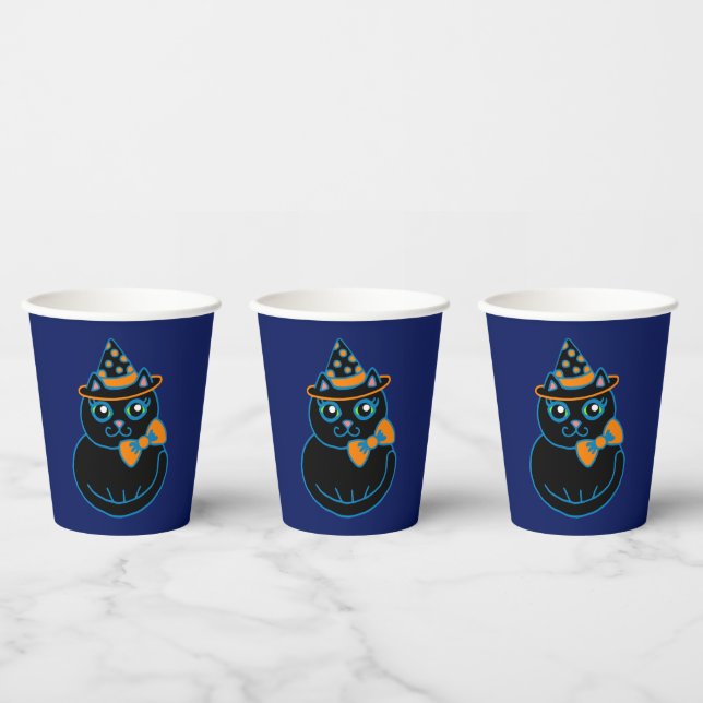 Halloween Cat Coffee Party Drink Paper Cups Pappbecher (Multi)