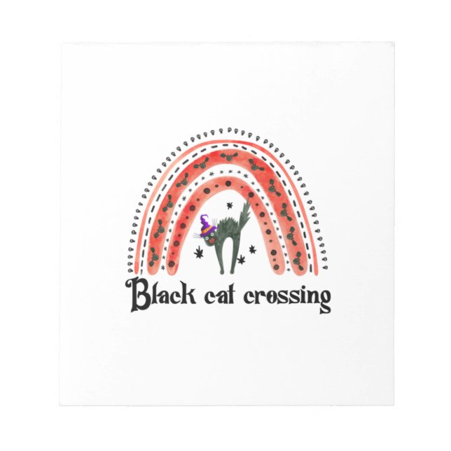 Halloween Cat Crossing Notizblock (Vorderseite)
