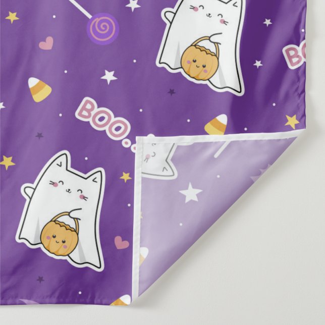 Halloween Cat Ghost Tapestry Wandteppich (Detail)